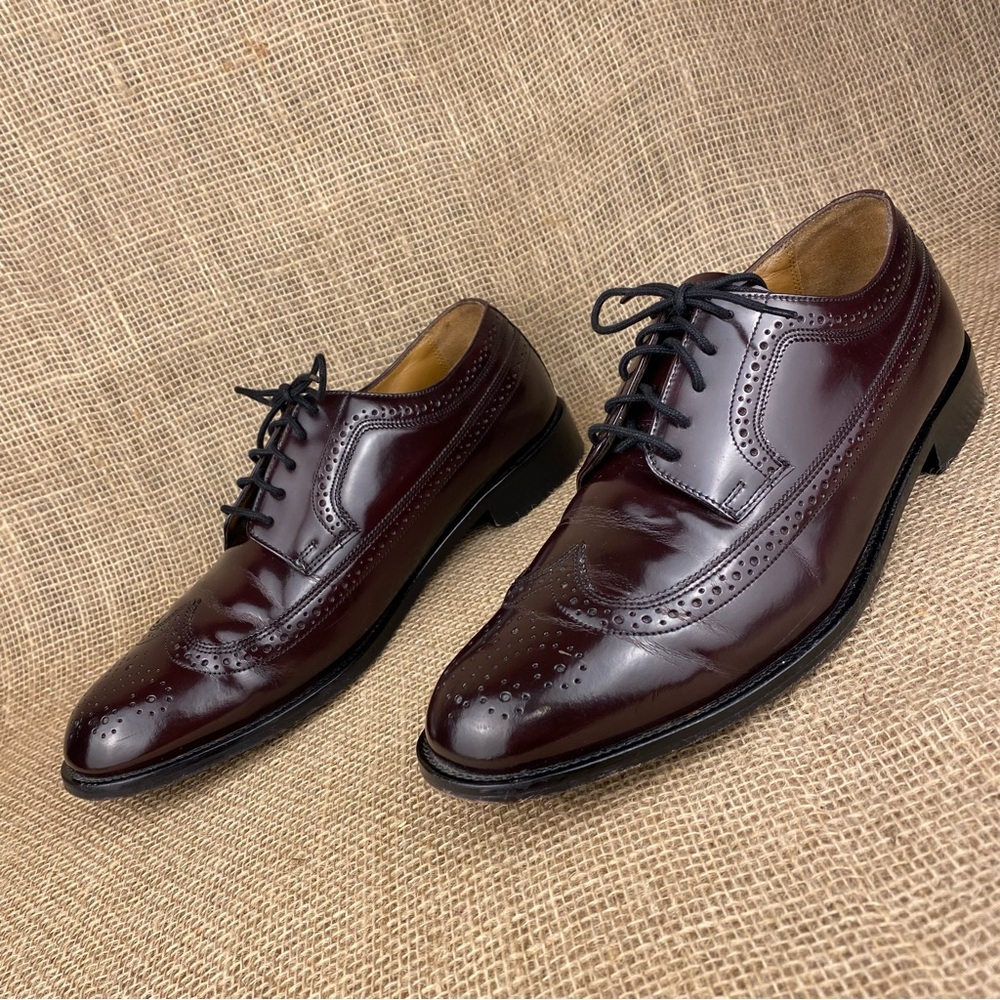 Bostonian Dress Shoes Wingtip Luxe All Real Leather Burgundy Men's Size 13 M